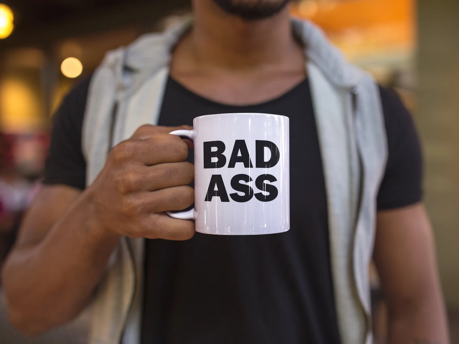 Gifts for guys, funny coffee mugs, Bad Ass coffee mug, gifts for bros, man cave gift