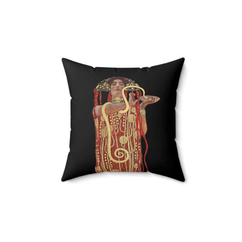 Gustav Klimt Hygieia Painting Spun Polyester Square Black Pillow