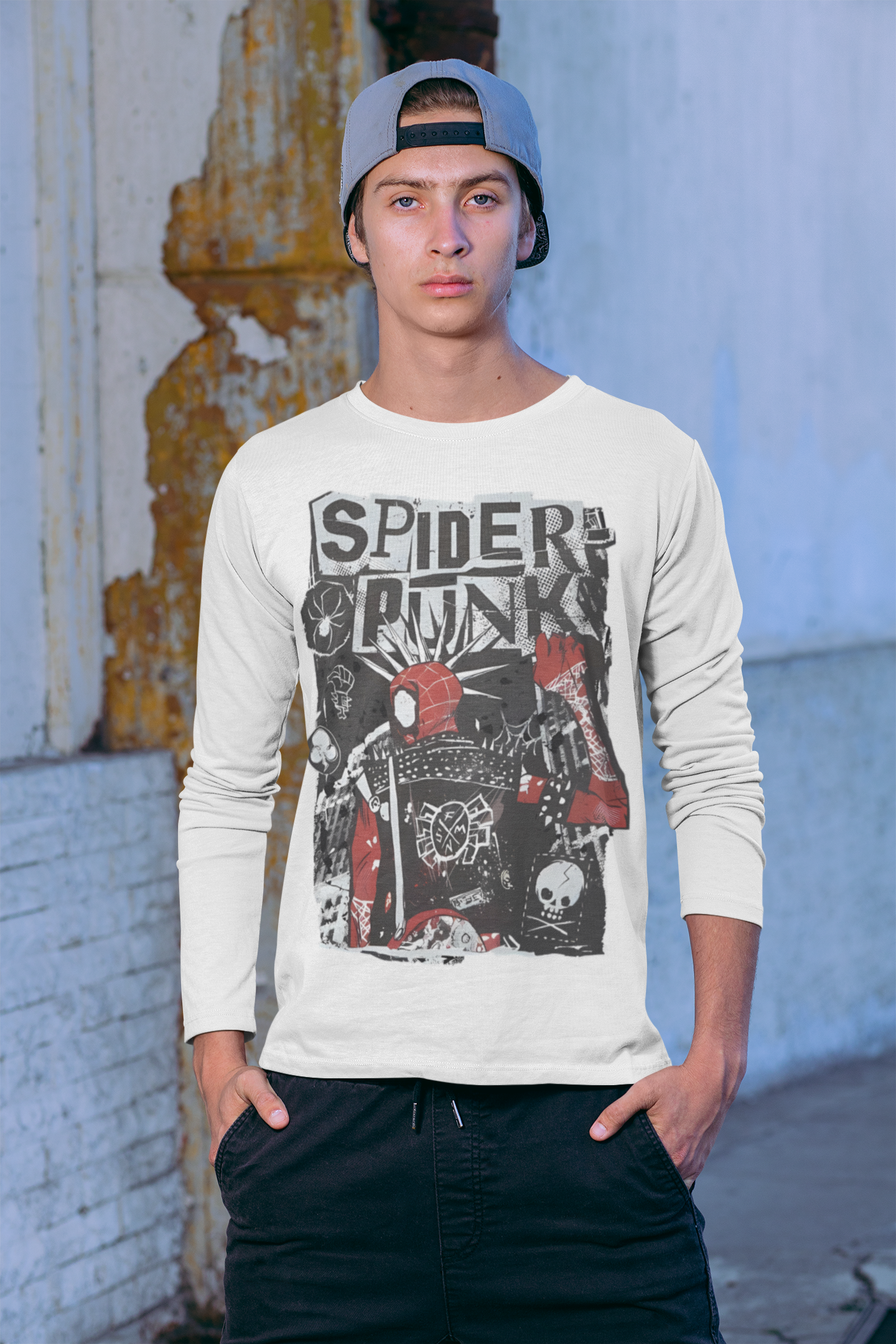 Long Sleeve Spider-Man t-shirt. Spidey Punk Tee