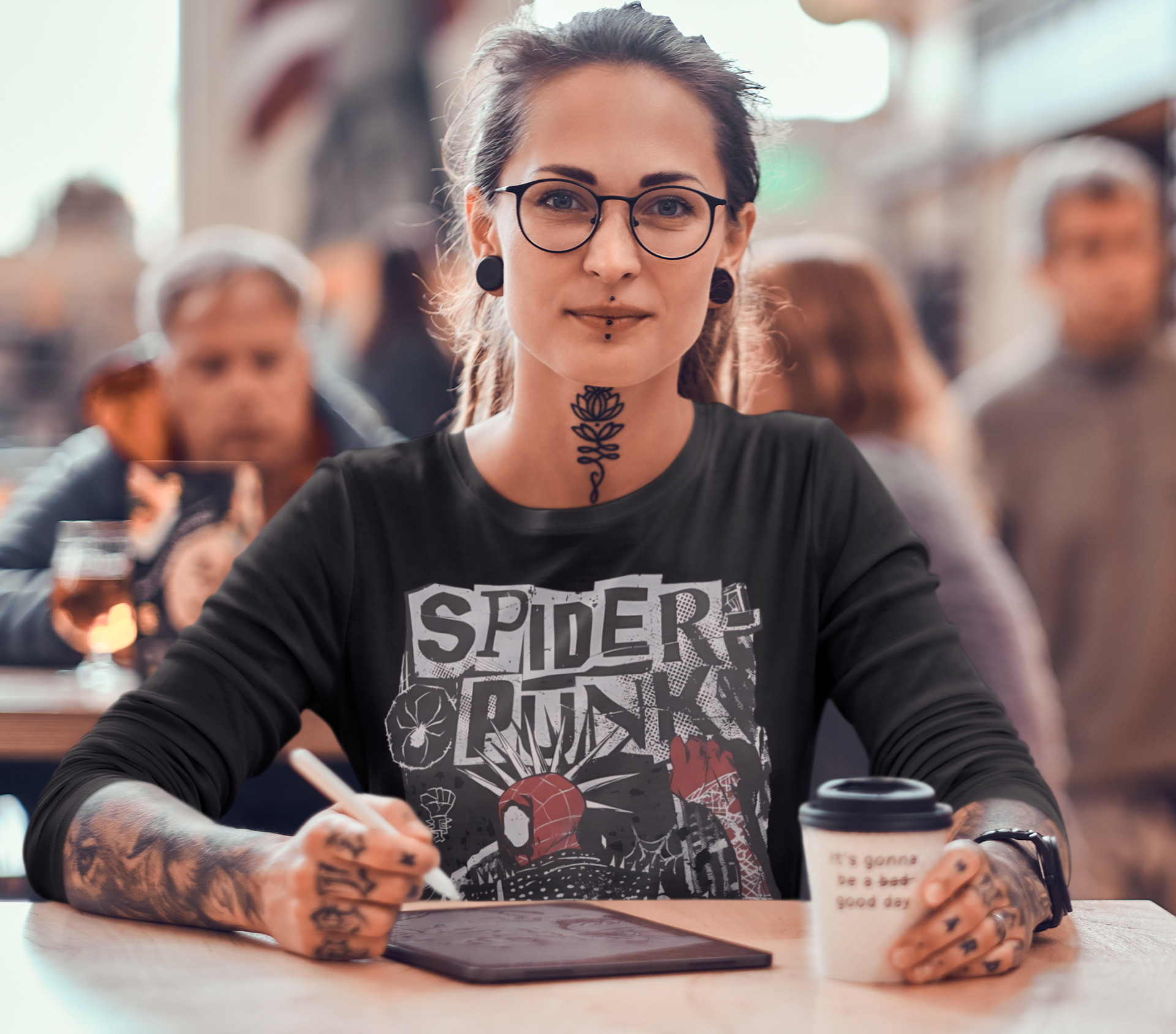 Long Sleeve Spider-Man t-shirt. Spidey Punk Tee