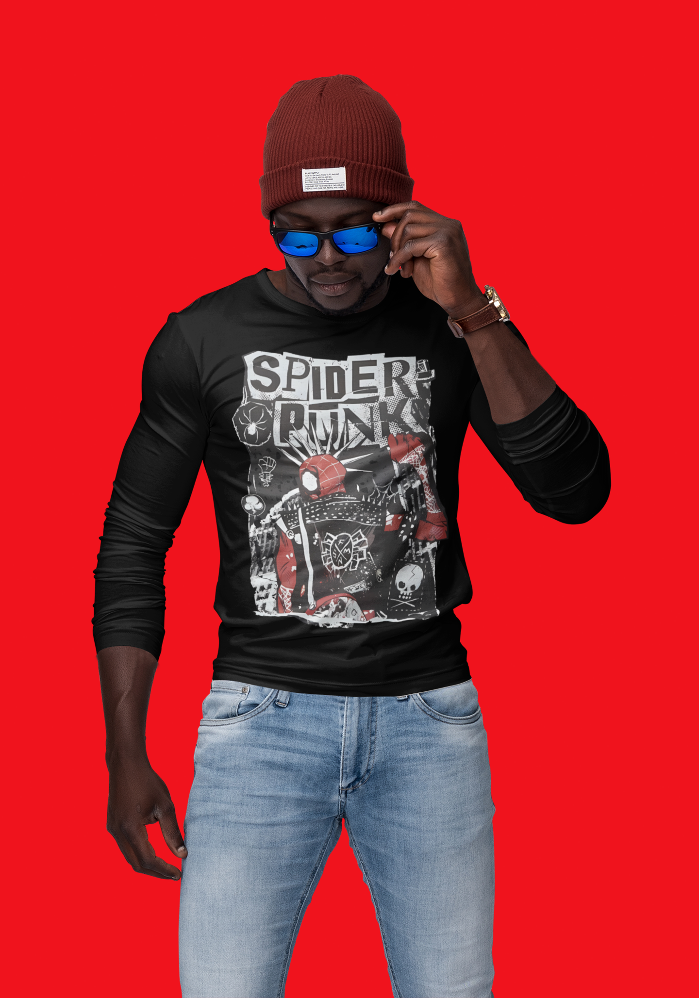 Long Sleeve Spider-Man t-shirt. Spidey Punk Tee