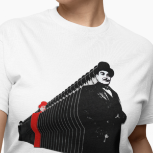 Made from high-quality, softstyle fabric, this t-shirt offers comfort and style in equal measure. It features a captivating design that captures the essence of Hercule Poirot's charm and intelligence.